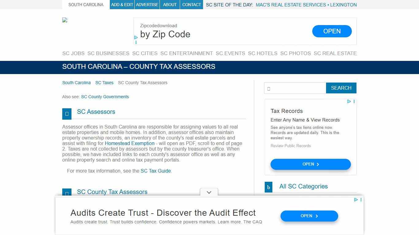 South Carolina - County Tax Assessors